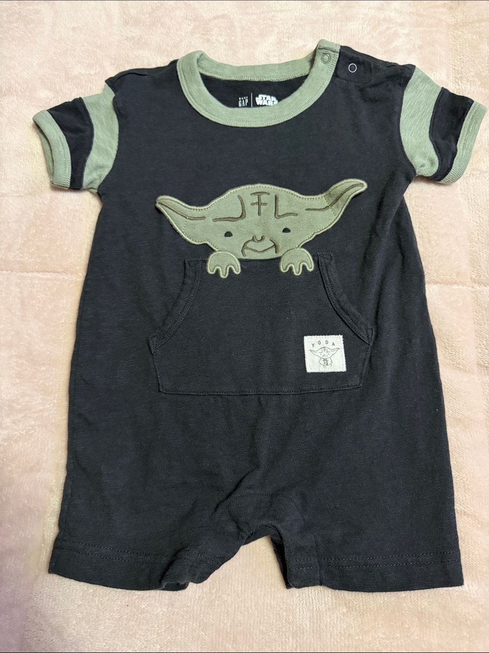 GAP Black and Olive Green Yoda Romper